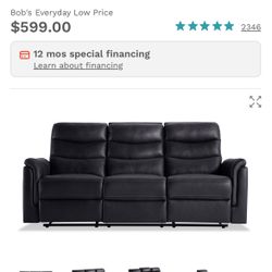 Reclining Sofa From Bob’s Great Condition Must Sell