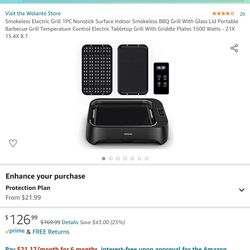 Smokeless Electric Grill 1PC Nonstick Surface Indoor Smokeless BBQ Grill With Glass Lid Portable Barbecue Grill Temperature Control Electric Tabletop 