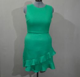 Julia Jordan Green Sleeveless Double Flounce Dress Womens Size 14 Preowned