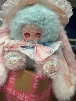 Mocici Sweet Melody 850% Plush blind box blue and pink plush bunny w/laser hair