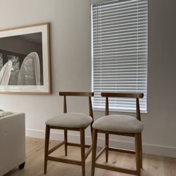 Mid-Century Style Upholstered Counter Stools (Set of 2)