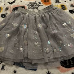 Girls 5t Gray Hearts Tutu Skirt 