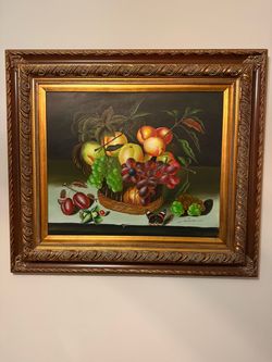 Large Fruit Basket Oil Painting