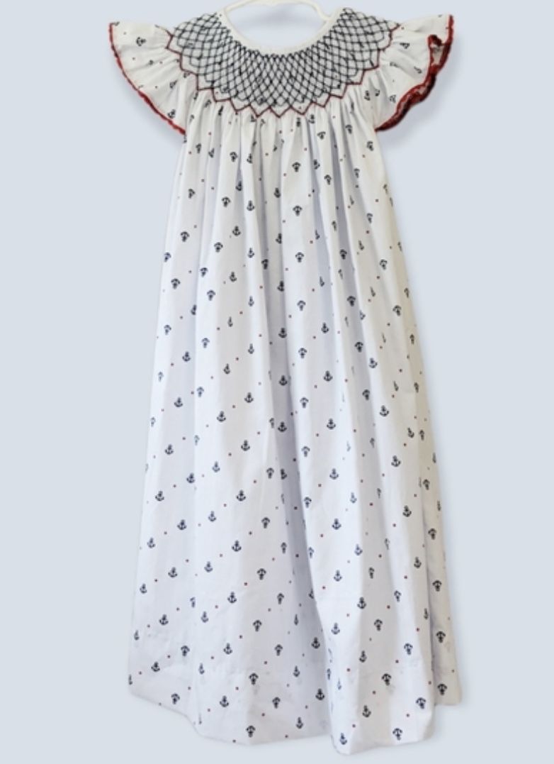 Dressie Jessie Smocked Girls Anchor Dress
