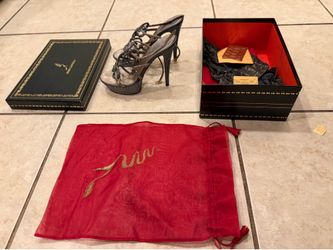 Authentic René Caovilla Crystal Platform Heels Size 7 EU37 w/ Box