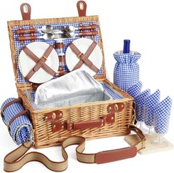 Wicker Picnic Basket Set for 4 Person
