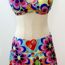 Shein3-Pc Floral Print Bikini Set Neon Colors Sz (Large) Lot(3)