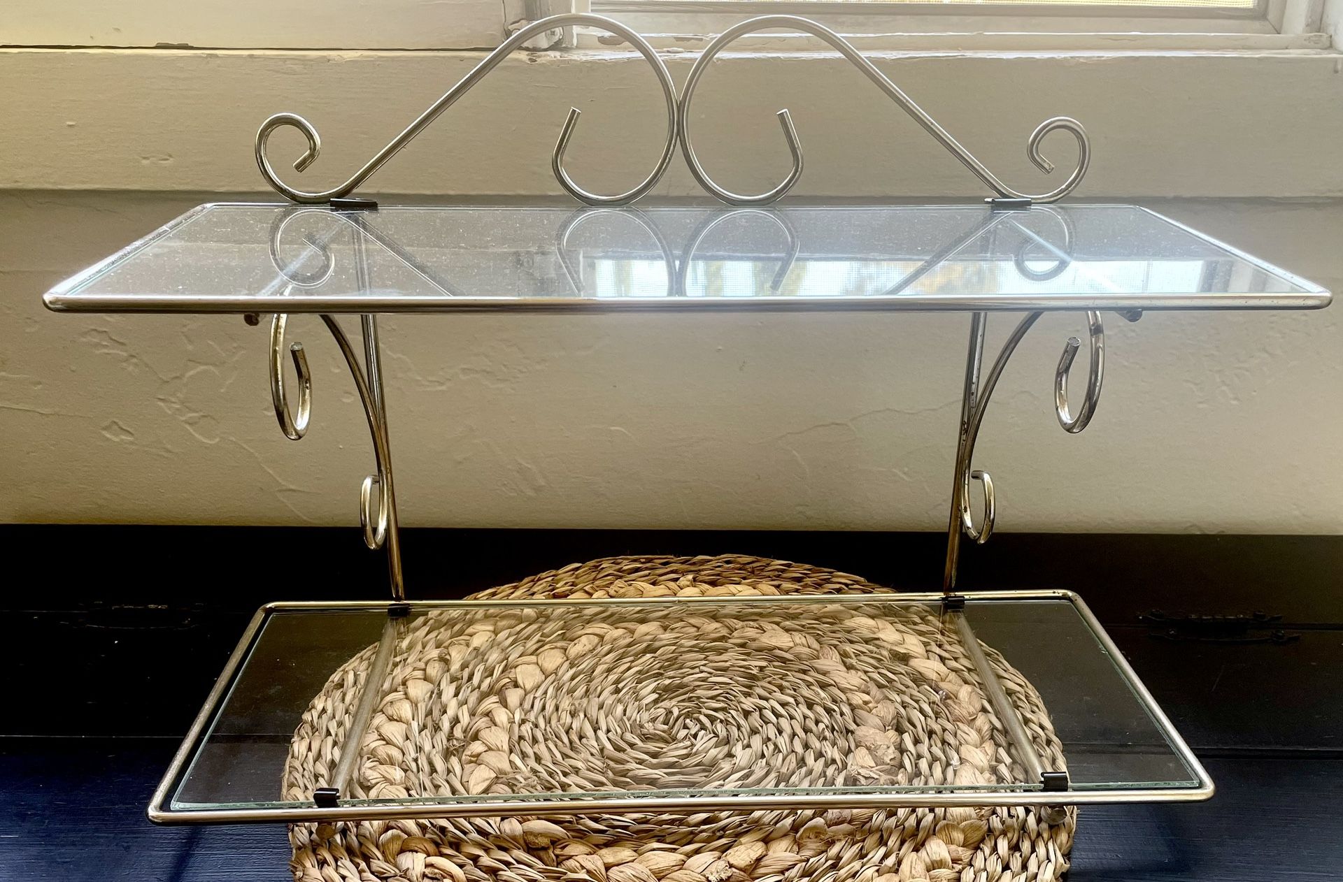 Vintage 2 Tier Gold With Glass Shelves Vintage Bathroom Shelves Vanity