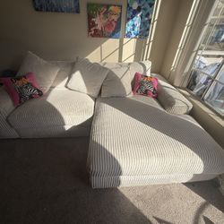 Ashley Lindyn Ivory 3-Piece Sectional with Chaise - Great Condition
