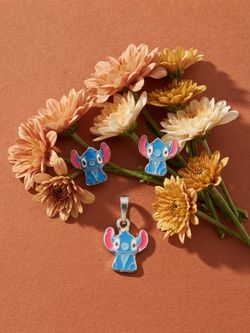 Blue and pink stitch kid character silver 925