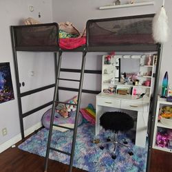 Loft Bed Twin Bed With Mattress, Excellent Condition. Already Unassembled and Ready For Pickup. Bed Frame/ Ladder and Mattress