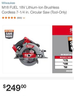 M18 FUEL 18V Lithium-Ion Brushless Cordless 7-1/4 in. Circular Saw (Tool-Only)