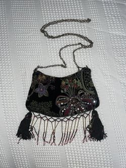 Vintage Mary Frances Glass and Rhinestone Beaded Embroidered