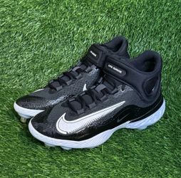 Men’s Nike Alpha Huarache Elite 4 Mid Black White Cleats - DJ6520-001 Size 10.5 and 12