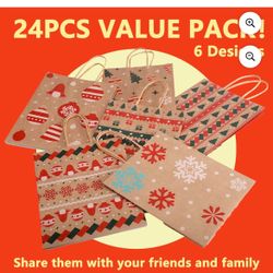 24pcs Xmas Paper Gift Bags 