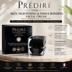 Prédiré Paris CBD Skin Tightening & Tissue Bonding Facial Cream | Vitamin E & A Booster | 1.7 oz (50 ml) | Anti-Aging Moisturizer