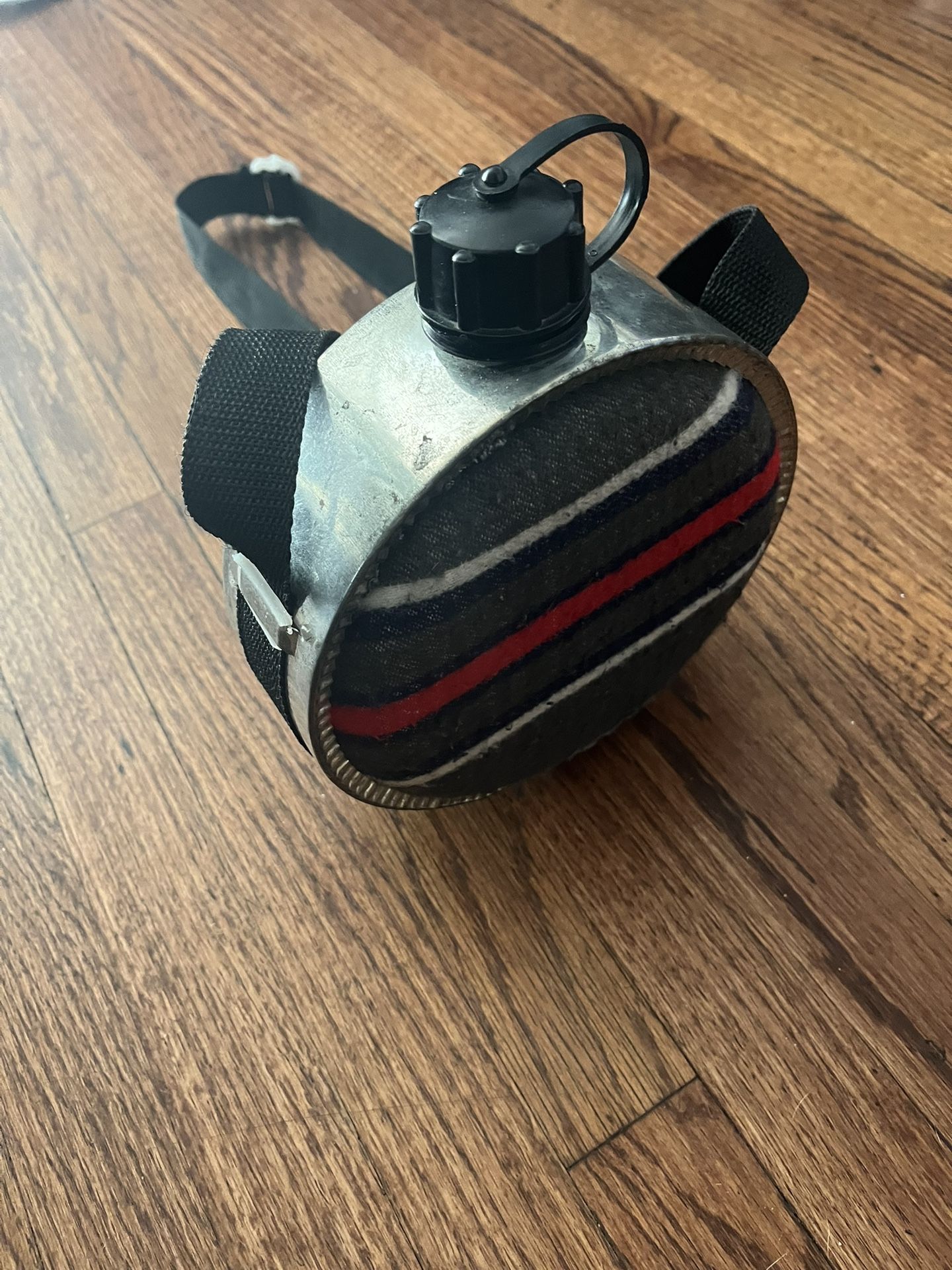 Vintage Canteen Wool Covered Plastic & Metal With Strap Cap Hiking Boy Scouts