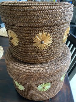 Wicker Craft Baskets With Lids