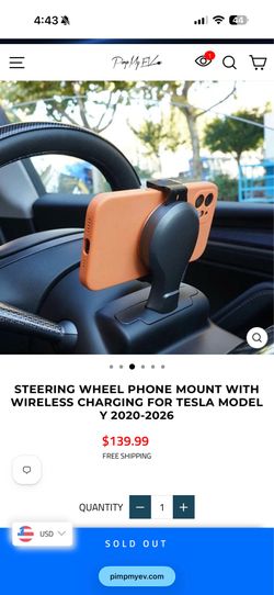 Tesla Model 3/Y steering wheel mount for phone