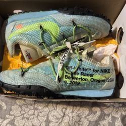 Worn🔥 Nike Waffle Racer Off-White Sz 8 Women Racers CD8180-400 Vivid Sky Blue