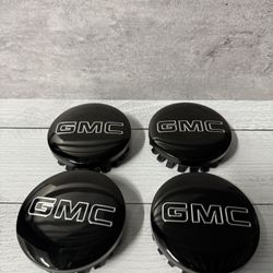 4x Gloss Black Wheel Rim Center Caps 3.25" For GMC Sierra Yukon Denali 2014-2024