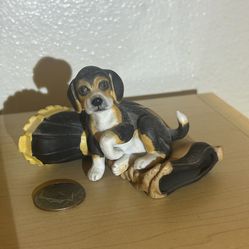 Princeton Gallery"TAKE ME ALONG" Beagle Dog Fireman Boot Figurine Porcelain Gift