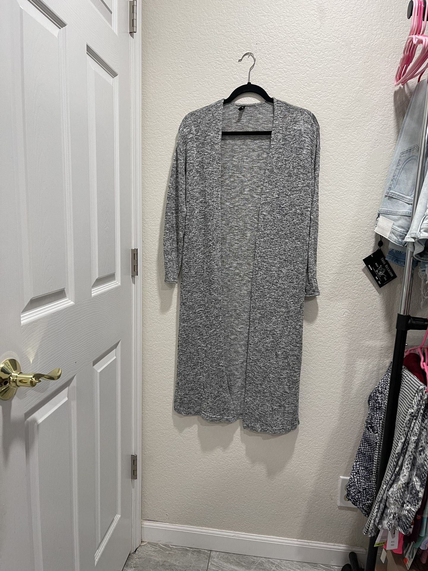 H&M Divided Women Open Front Grey Long Cárdigan