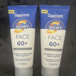2 Coppertone Sport Face Lotion - SPF 60+ - 2.5 fl oz