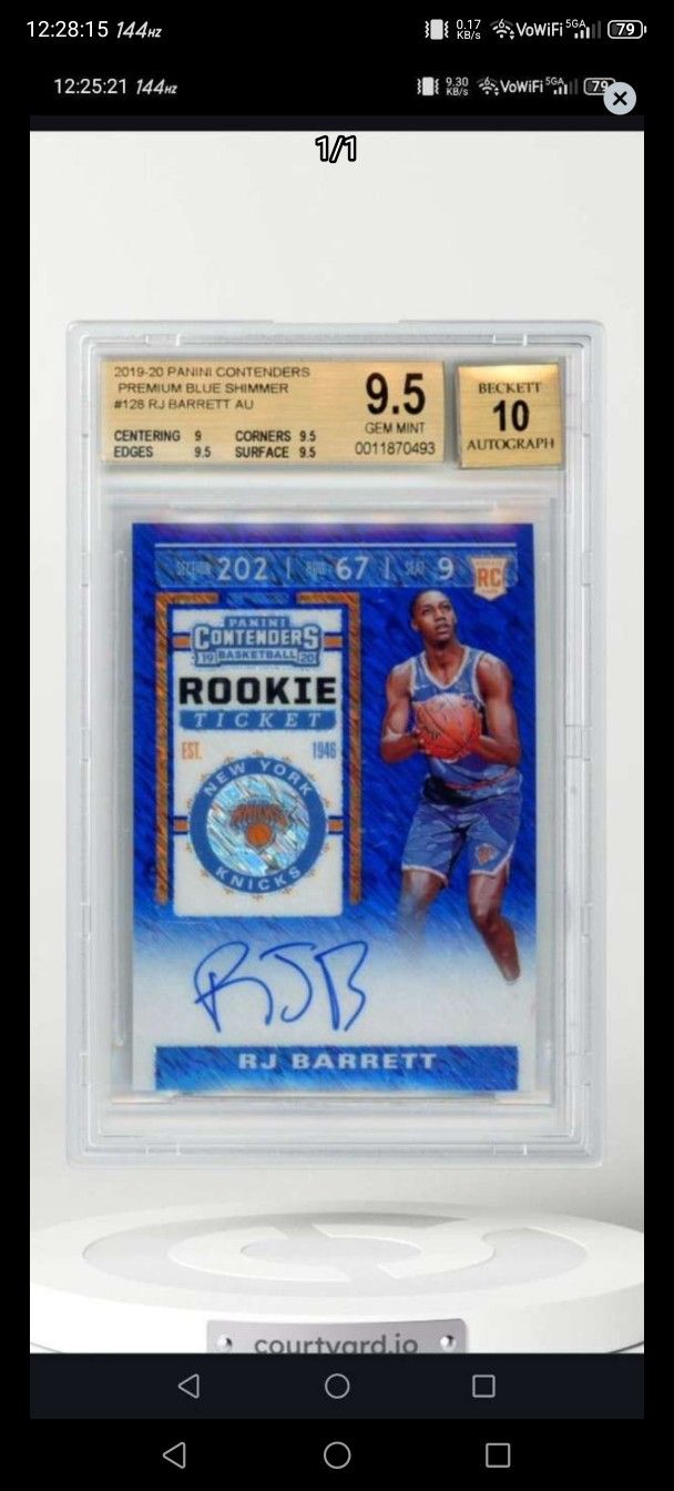 🏀 RJ Barrett Rookie Auto – Blue Shimmer /20 – BGS 9.5 GEM MINT – On-Card Autograph!