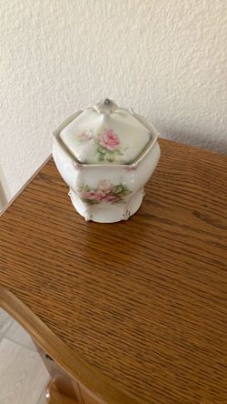 Vintage Porcelain Lidded Jar with Rose Motif