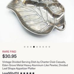 Charter House Eden Grove Pewter Leaf Serving Dish With 4 Compartments