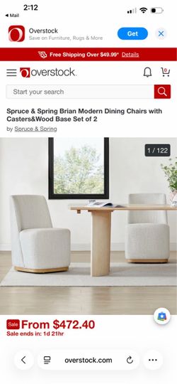 Set of 2 Geelt Upholstered Swivel Dining Chairs with Casters — BRAND NEW Pearl Boucle | Ivory / Off-White OFFERS WELCOME!