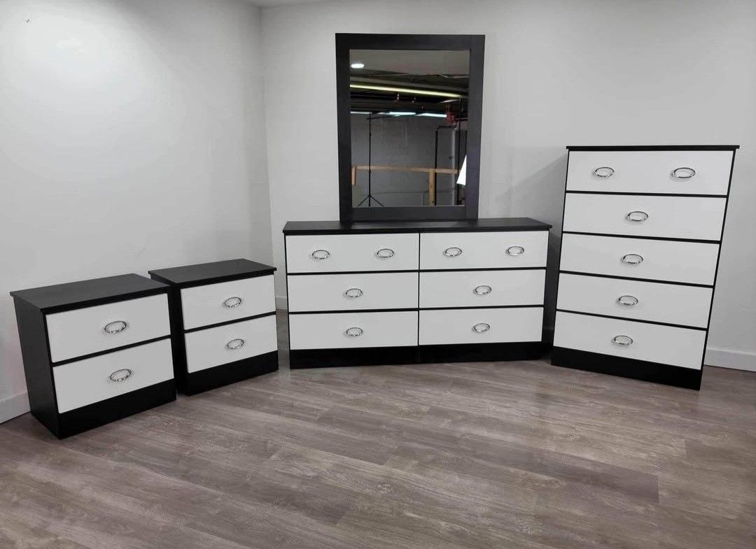Dresser With Mirror Chest And Two Nightstands *** Items Are Also Sold *** Fast Delivery
