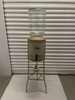 Vintage Sparkletts Water Cooler Glass Bottle Ceramic Crock Floor Stand