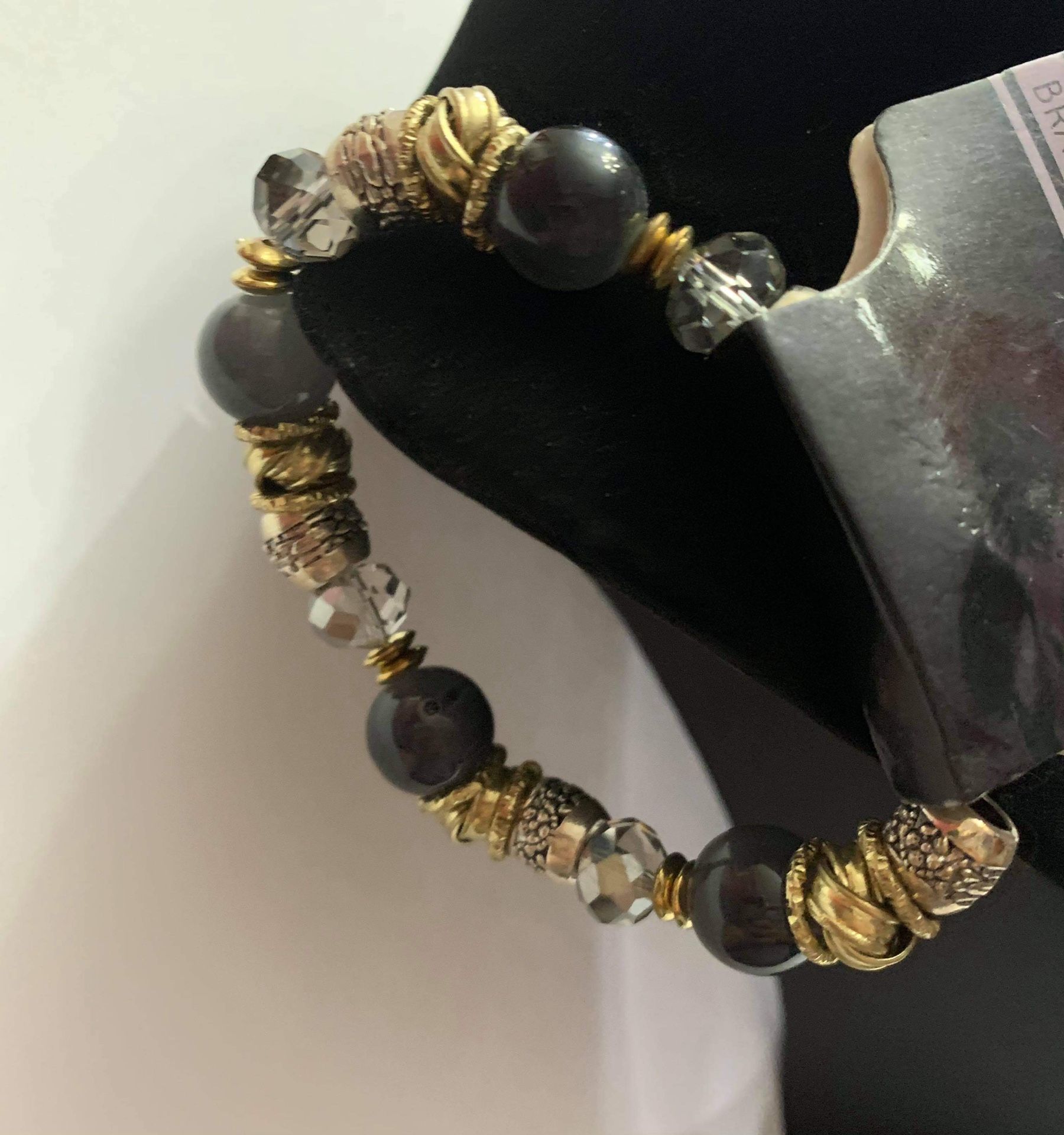 Bracelet brazalete woman gold and gray color BEADED STRETCH BRACELET