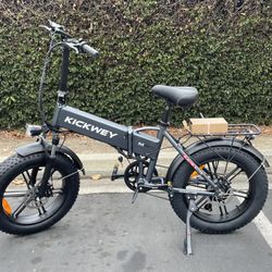 Kickwey 20 Inch Fat Tire Foldable Electric Bicycle 750w Motor 35MPH 