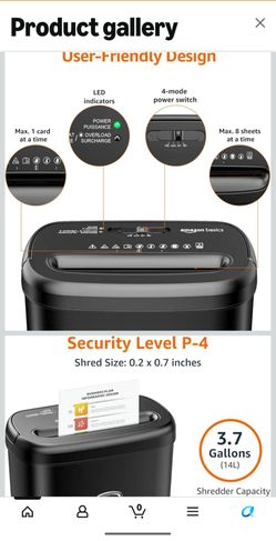 Amazon Basics 6-Sheet Cross-Cut Paper and Credit Card Shredder