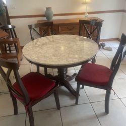 Marble Top Dining Table W 4 Chairs