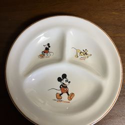 Antique Disney Plate Mickey Mouse & Pluto