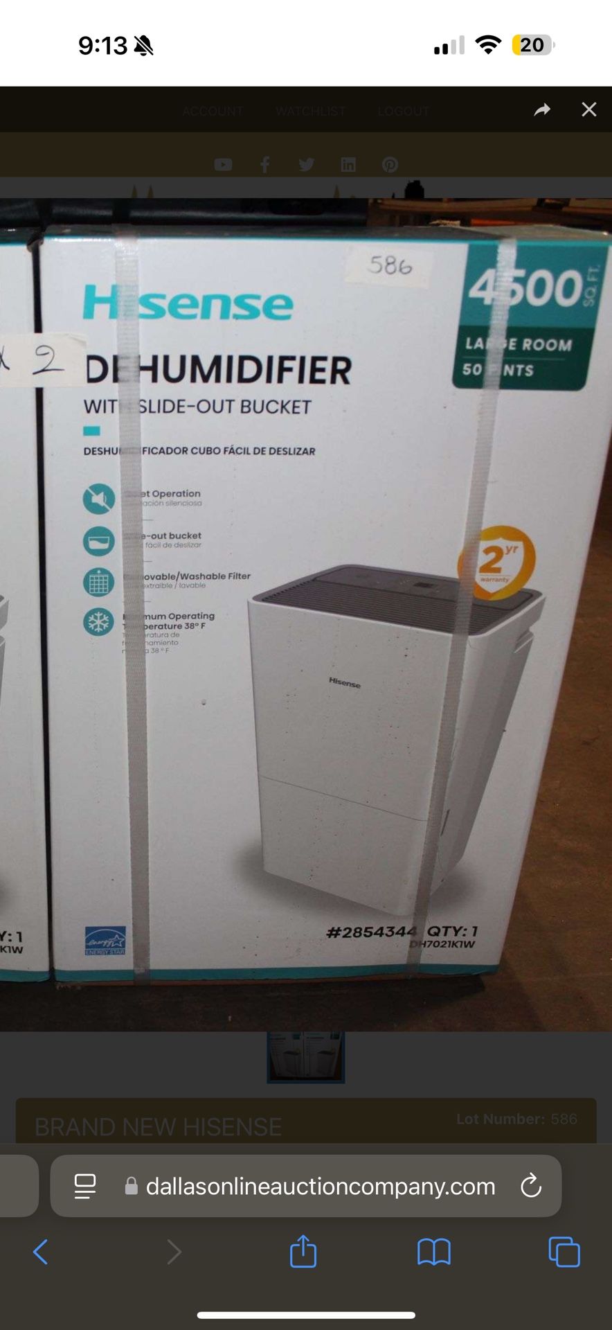 Dehumidifier New In Box 