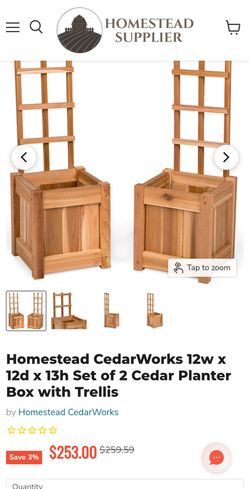 Cedar Planter Box with Trellis Set of 2