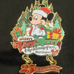 Limited Release Disney “Mickey’s Very Merry Christmas Party” 25th anniversary dangle pin from 2008