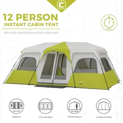 CORE 12 Person Instant Cabin Tent with Footprint and Tent Kit