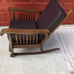Antique Oak Larkin Morris Chair Rocker Rocking Chair