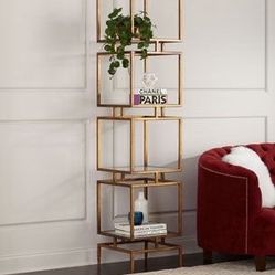 Etagere Bookcase, 4-Tier Tall Bookshelf, 70.5" Slim Shelving Unit for Living Room, Home Office, Bathroom, Tempered Glass Display Cabinet, Black Metal 