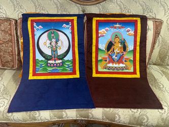 Two Vintage Tibetan Buddhist Thangkas
