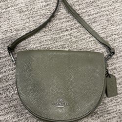 Coach Crossbody Bag – Genuine Leather, Olive Green