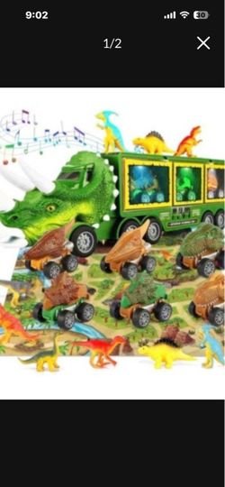 NEW Kids Children Dinosaur Figure T-Rex Triceratop Volcano Jungle Forest Car Truck Toy Set