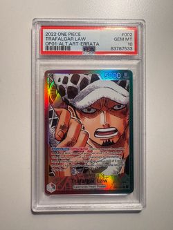 One Piece PSA 10 Trafalgar Law OP01 #002 EN Alternate Art Errata 2022