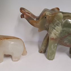 Vintage Onyx Elephant Figurines